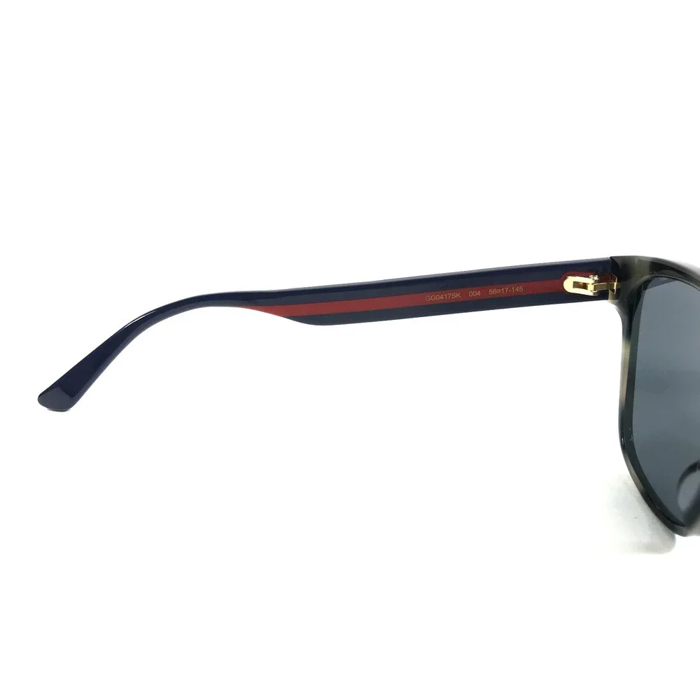 Gucci Sunglasses GG0417SK 004 Blue Red Striped Tortoise Frames w/ Gray Lenses - Picture 9 of 11